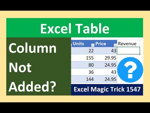 excel table not expanding